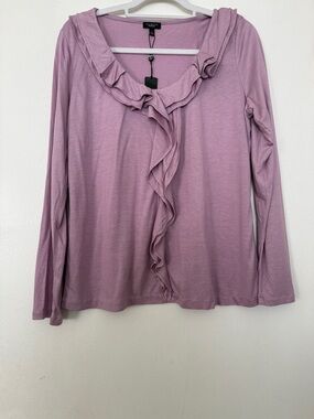 Talbots Dusty Lavender Ruffle-Trim Long Sleeve Top